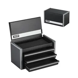 Product image of 8.6-inch Portable Metal Tool Box with 3 Drawers, Black