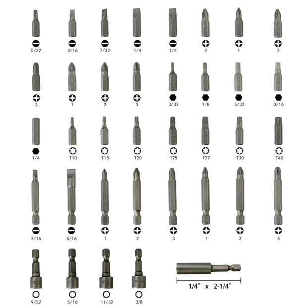 Main product image of 37 Piece Impact Screwdriver Bit Set, Torx, Phillips, Nut Drivers