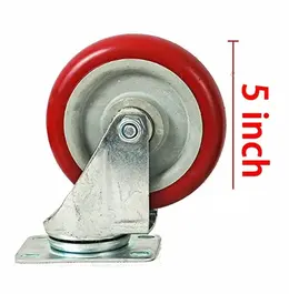 Product image of 4 Pack 5 Inch Polyurethane Swivel Plate Caster Wheels