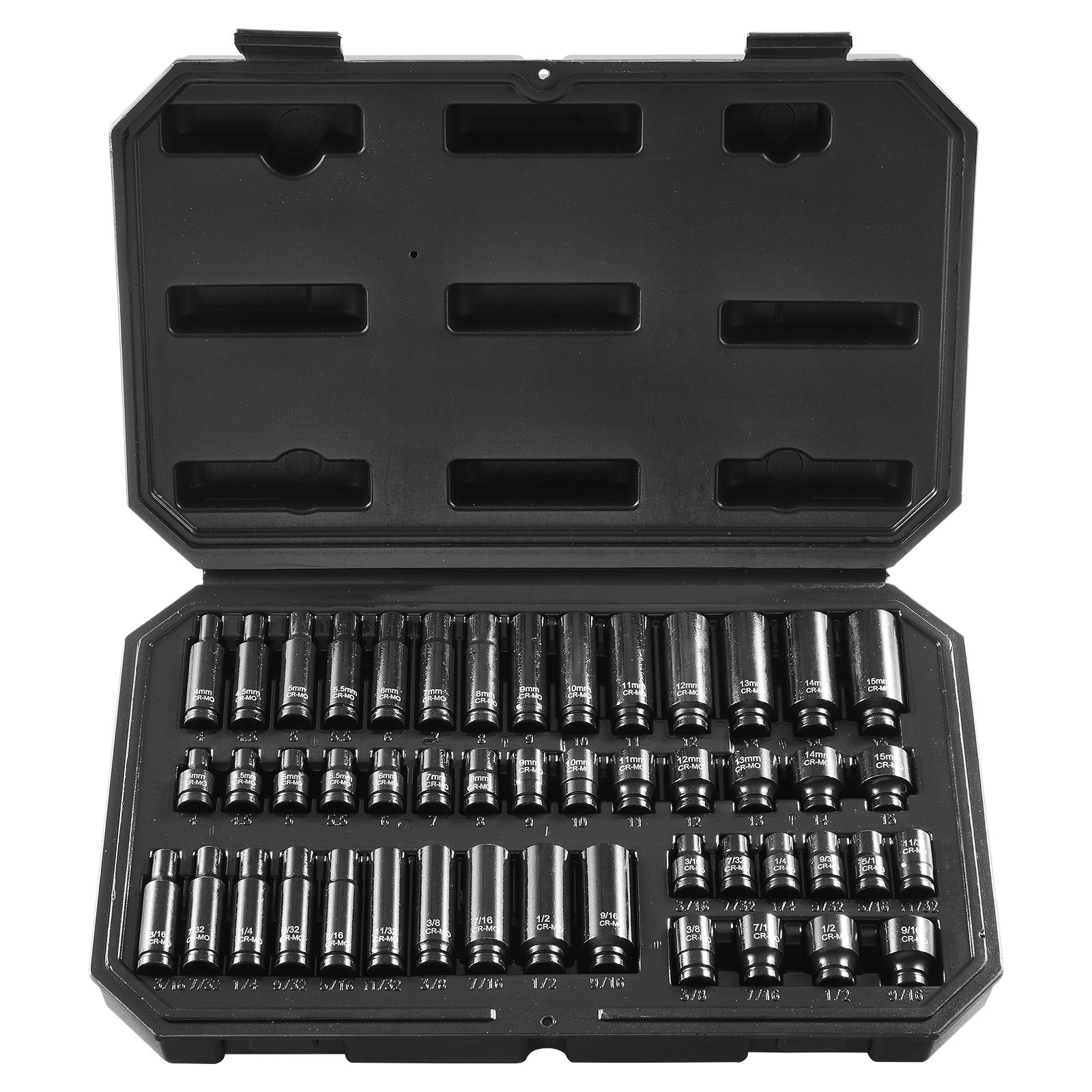 Main product image of 48 Piece Drive Impact Socket Set, Deep & Shallow, 6 Point Cr-Mo Steel, Case