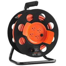 Product image of Extension Cord Reel, 100FT, 4 Outlets, 14AWG SJTOW Cord, Circuit Breaker