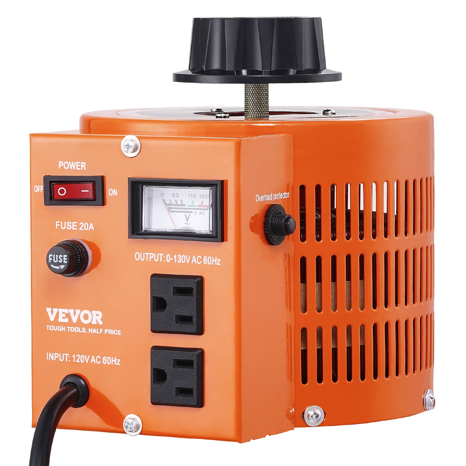 Main product image of Variable AC Voltage Transformer, 2000VA, 15.3A, 110V In, 0-130V Out