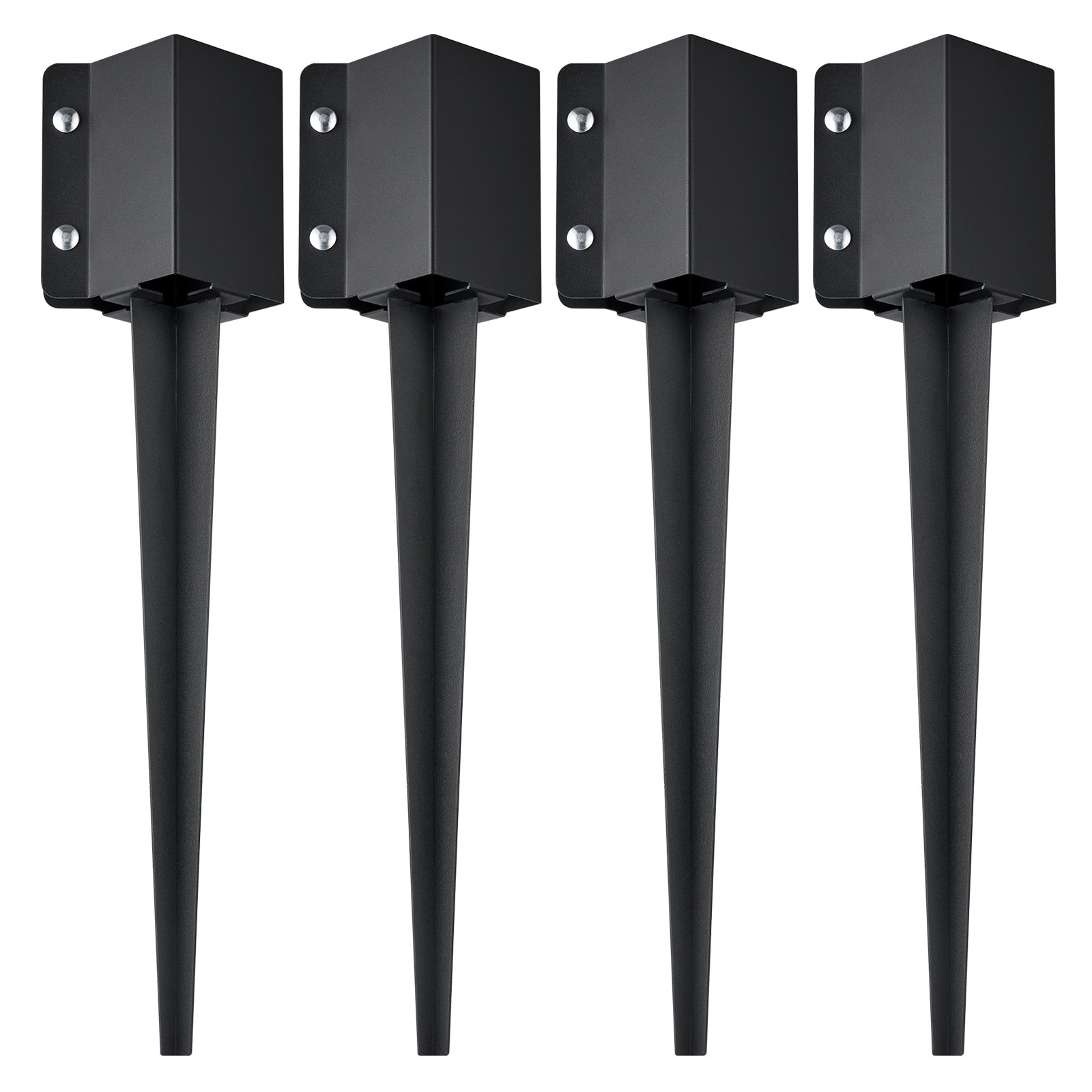 Main product image of Fence Post Ground Spike, 4-Pack, 24x4x4 in. OD, 3.5x3.5 in. ID, Black Powder Coated