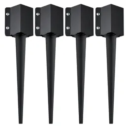 Product image of Fence Post Ground Spike, 4-Pack, 24x4x4 in. OD, 3.5x3.5 in. ID, Black Powder Coated