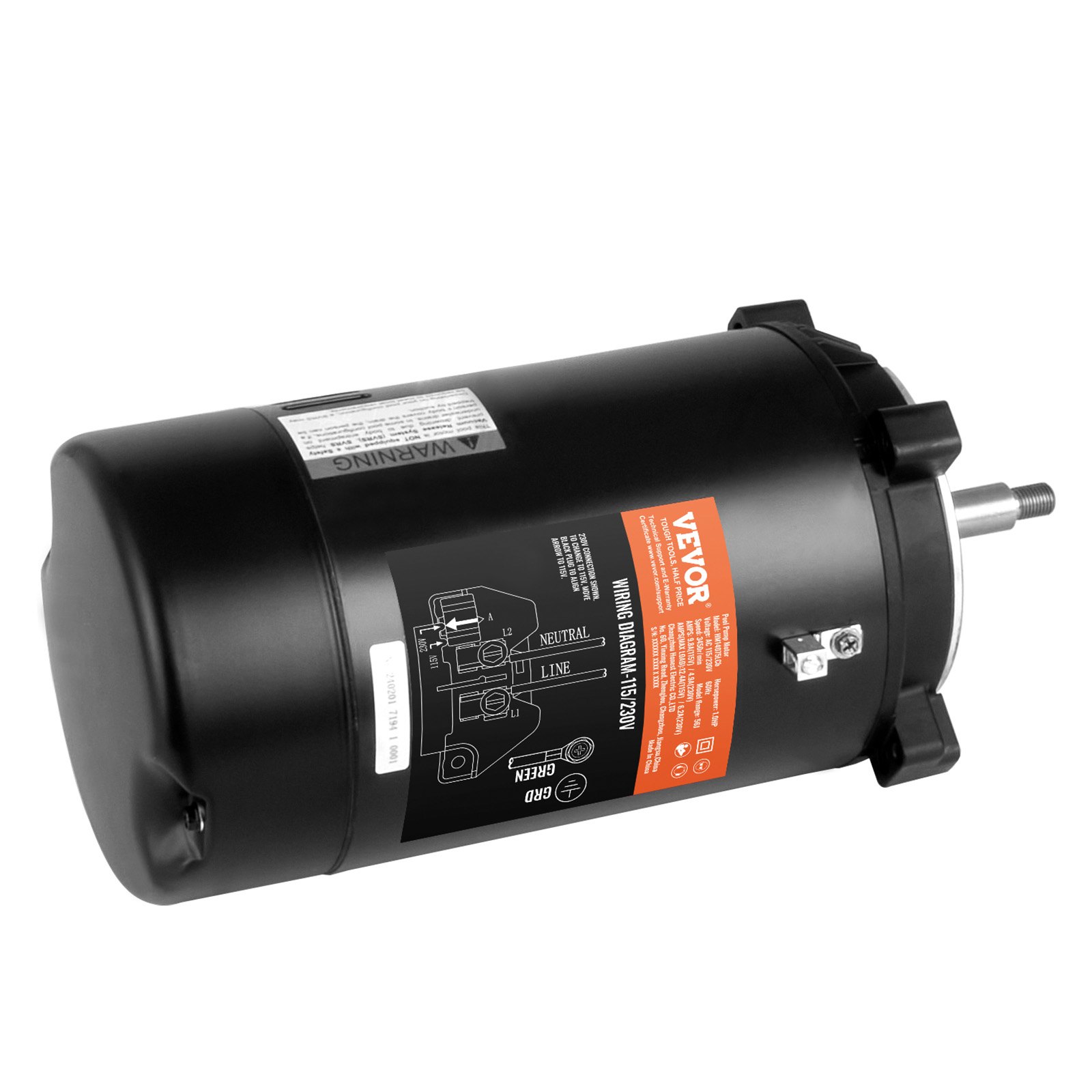 Main product image of 1 HP Pool Pump Motor, 56J Frame, 115/230V, 3450 RPM, 1.4 SF, Round Flange