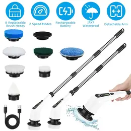 Product image of Cordless Electric Spin Scrubber, Extendable, 2-Speed, 8 Brush Heads