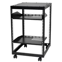 Product image of 15U Open Frame Server Rack, 23-40'' Adjustable Depth, 4 Post, Casters, Wall Mount