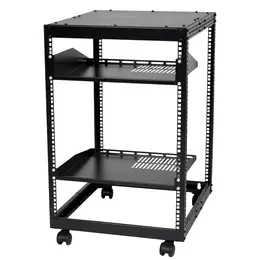 Product image of 15U Open Frame Server Rack, 23-40'' Adjustable Depth, 4 Post, Casters, Wall Mount