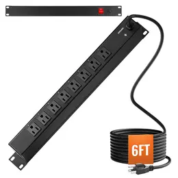 Product image of 19 inch 1U Rack Mount PDU, 8 Outlets, Surge and Overload Protection