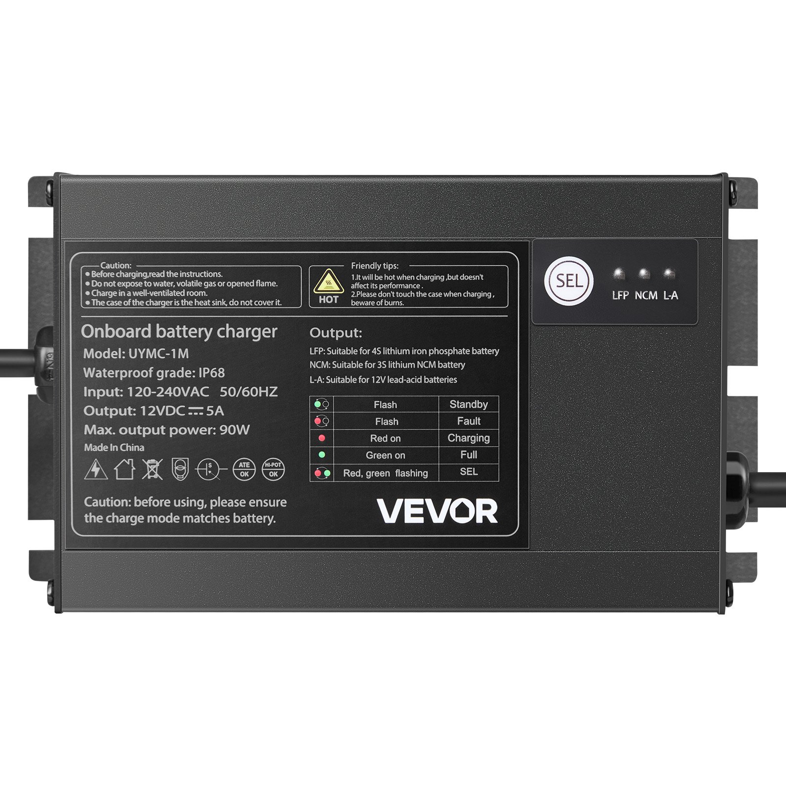 Main product image of 1-Bank 5A 12V Marine Battery Charger, IP68 Rated