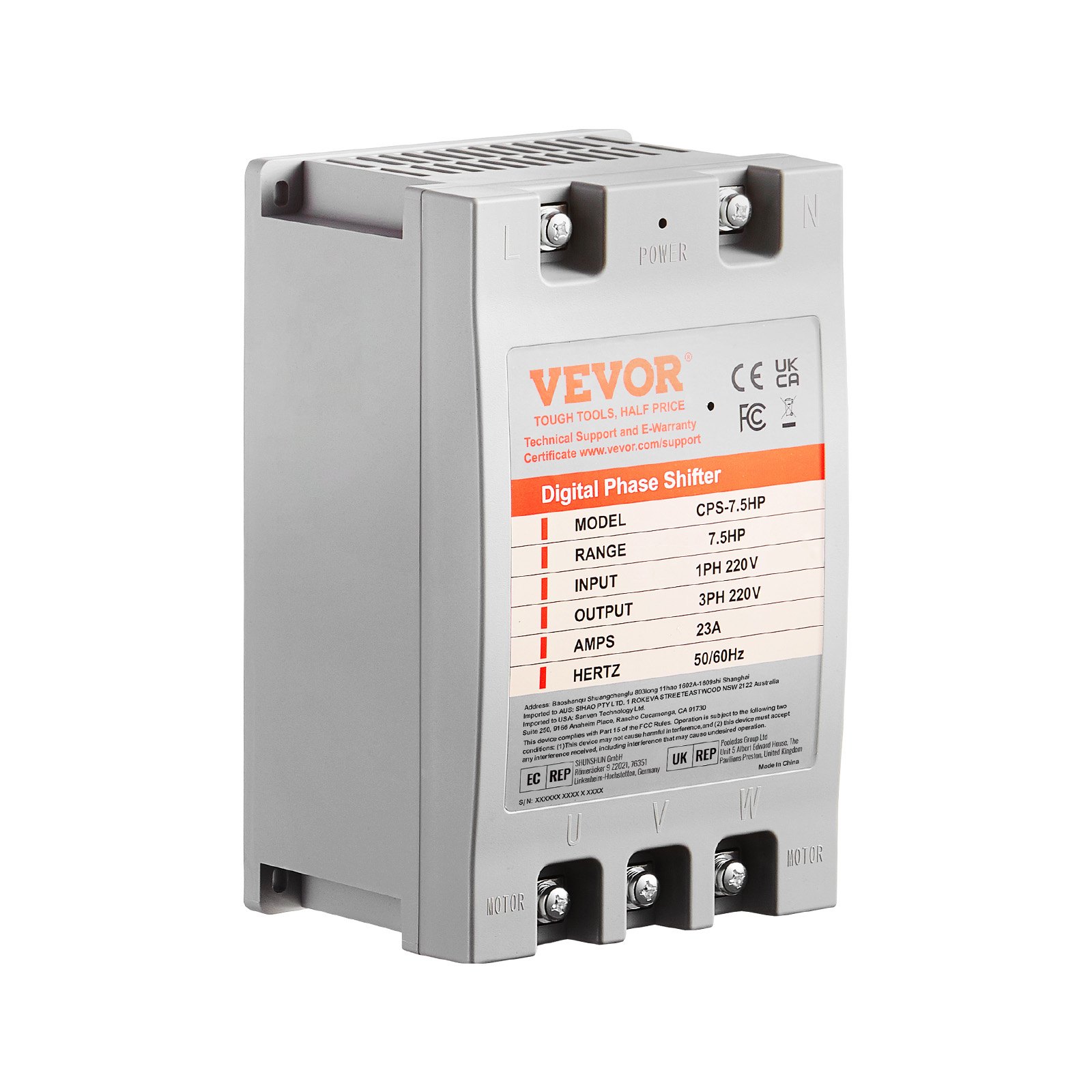 Main product image of 7.5HP 23A 220V Single Phase to 3 Phase Digital Converter