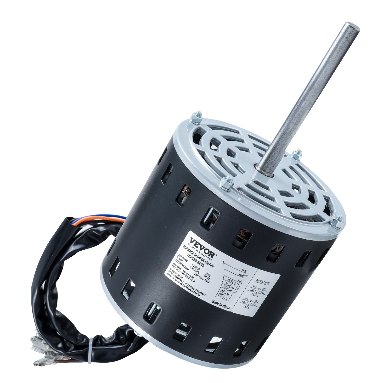 Main product image of 3/4HP Furnace Blower Motor, 208/230V, 1075RPM, 5-Speed, 48 Frame, 4.8" Shaft