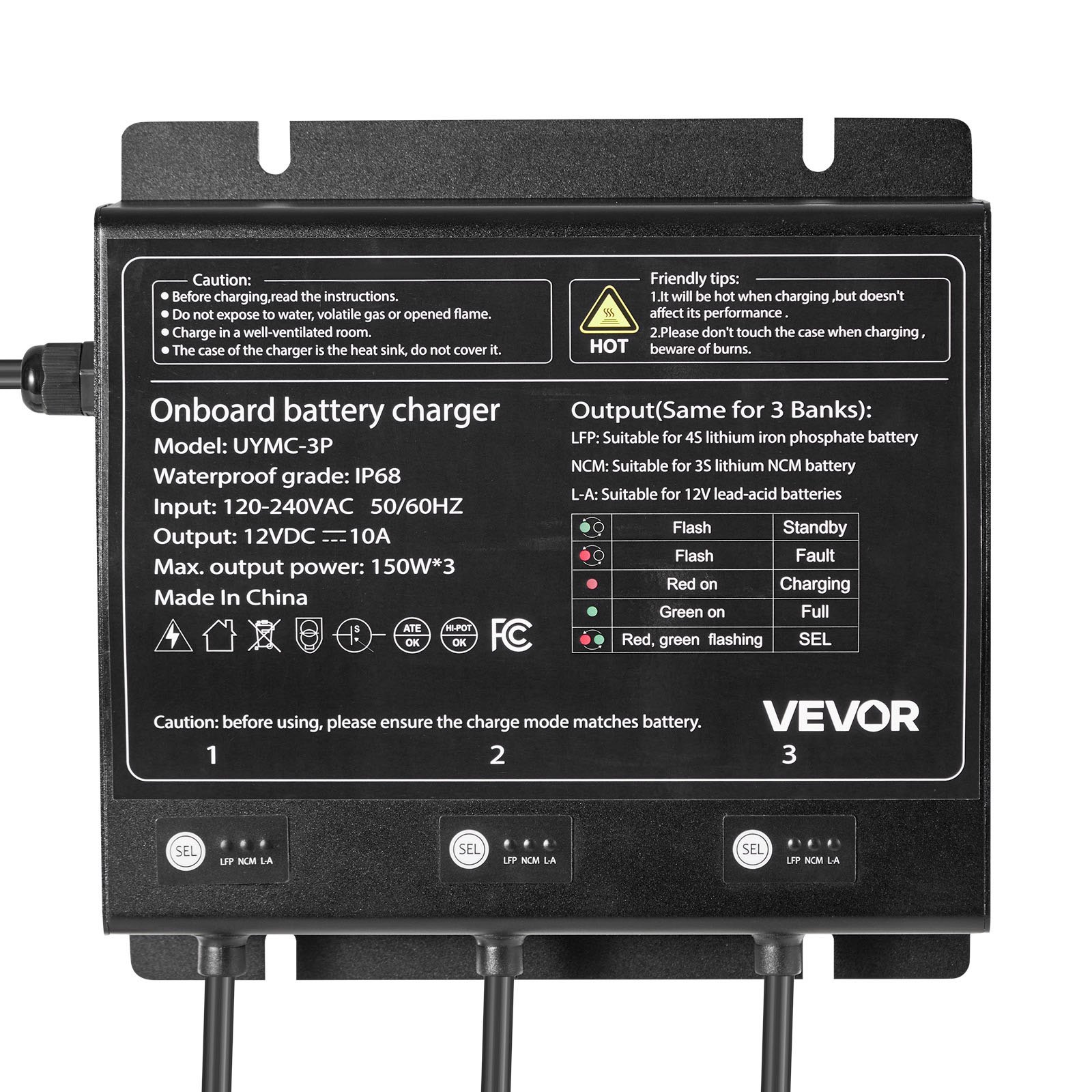 Main product image of 3-Bank 10A 12V Smart Marine Onboard Battery Charger, IP68 Waterproof