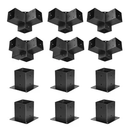 Product image of 4x4 Inch Pergola Bracket Kit Inner 3.5x3.5 3- And 4-Way Brackets With Bases