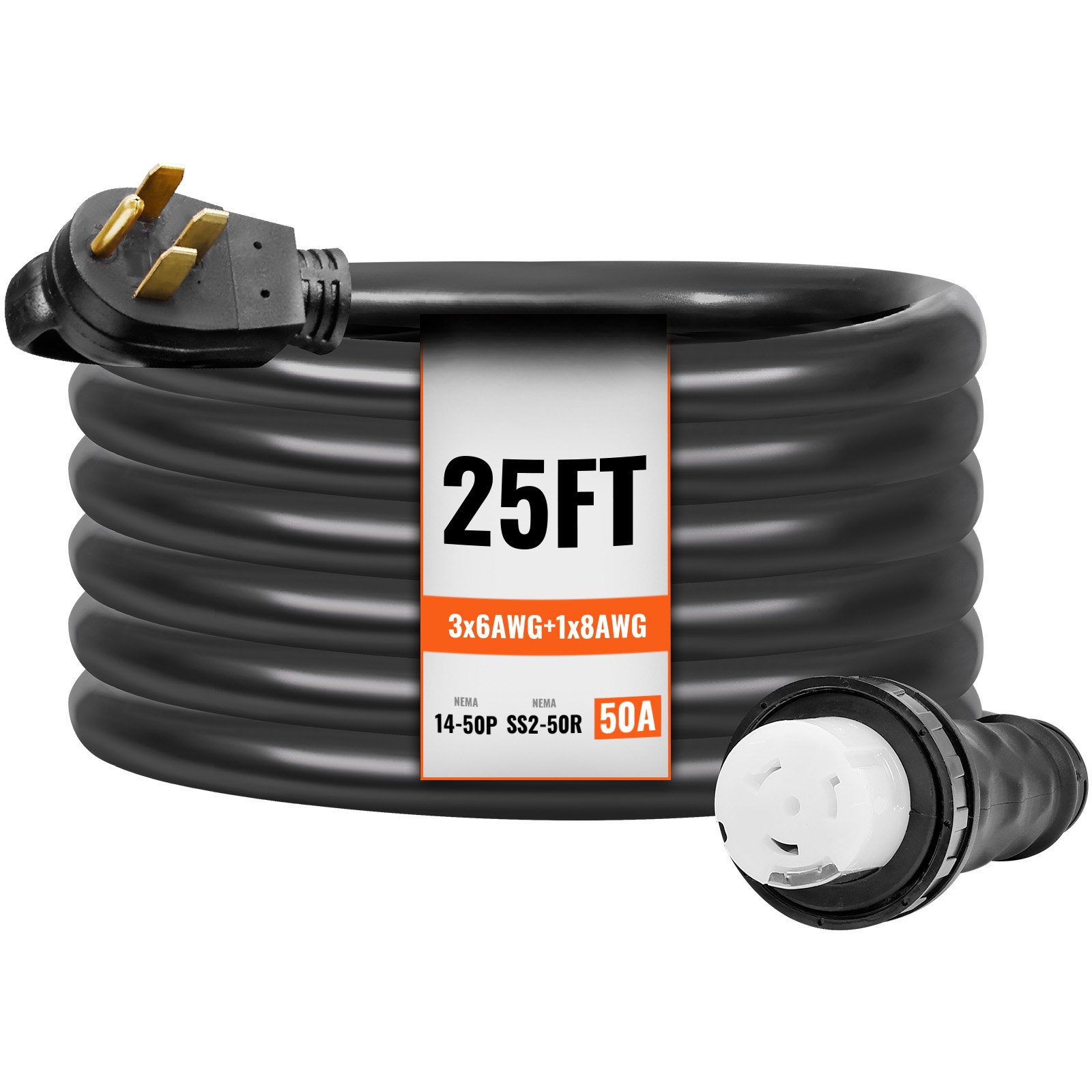 Main product image of 50 Amp Generator Cord & Inlet Box Kit, 25FT, NEMA 14-50P/SS2-50R, STW 6/3+8/1 AWG, ETL