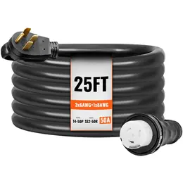 Product image of 50 Amp Generator Cord & Inlet Box Kit, 25FT, NEMA 14-50P/SS2-50R, STW 6/3+8/1 AWG, ETL