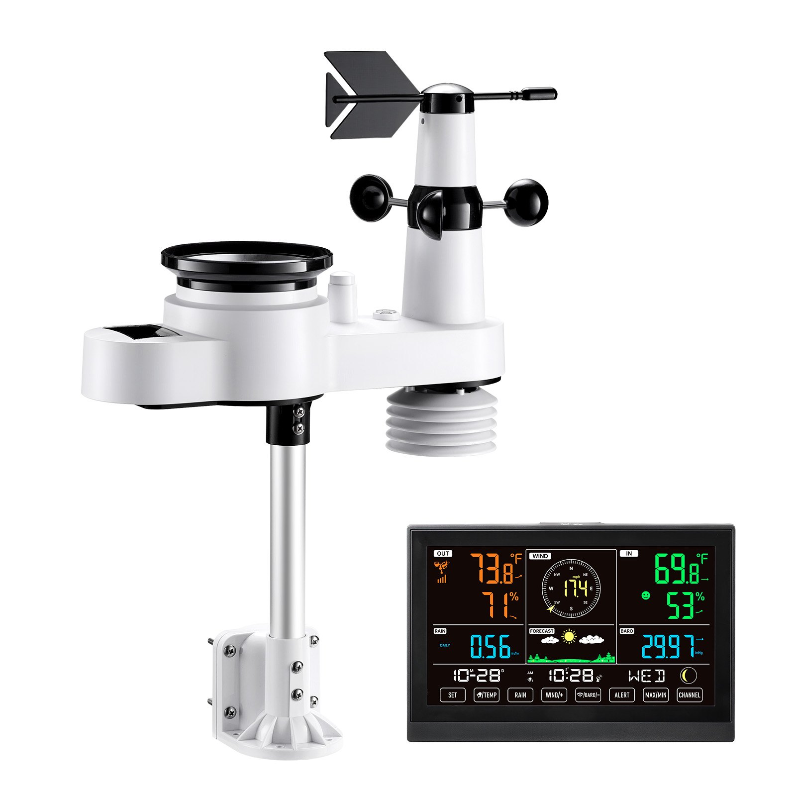 Main product image of 5-in-1 Wireless Weather Station 7.5 In Display Indoor Outdoor Thermometer Sensor