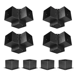 Product image of 6x6 Inch Pergola Bracket Kit, 5.5x5.5 Inner, 3-Way, 4 Brackets & 4 Bases
