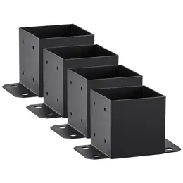 Product image of 6x6 Post Base, 5.6"x5.6" Inner, Powder-Coated Matte Black, 4-Pack