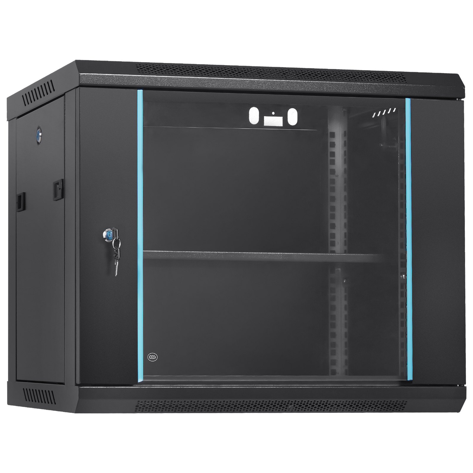Main product image of 9U Wall Mount Network Server Cabinet, 15.5'' Deep, 200 Lbs Max. Load Capacity, Locking Glass Door
