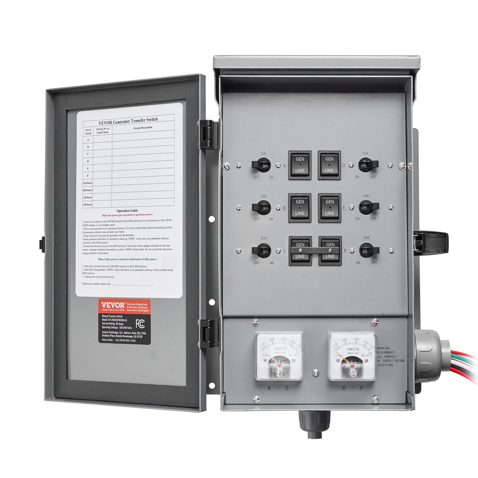 Main product image of 30A Manual Transfer Switch Kit, NEMA 3R, 7500W, 120/240V