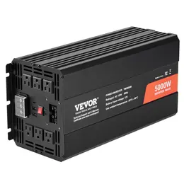 Product image of Modified Sine Wave Inverter, 5000W, DC 12V to AC 120V, 6 AC Outlets, 2 USB, 1 Type-C, LCD, Remote