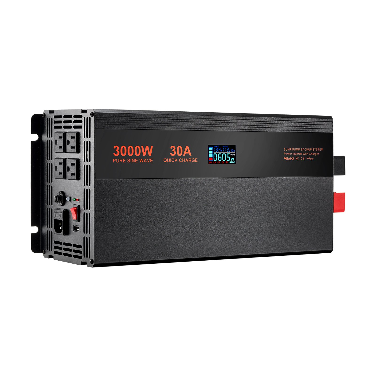 Main product image of 3000W Sump Pump Battery Backup System, LCD, Auto-Switch Inverter