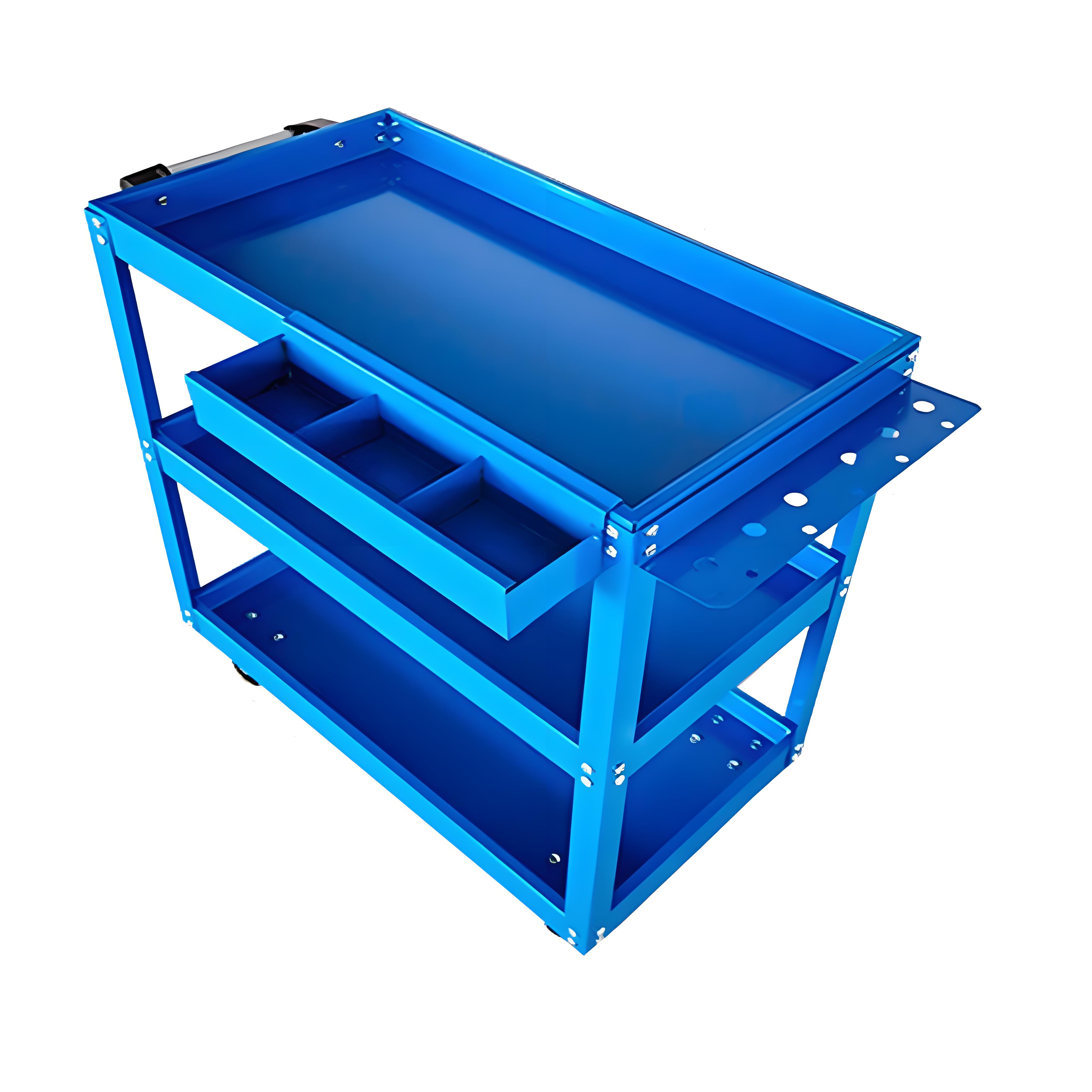 Main product image of Heavy Duty 3-Tier Steel Rolling Tool Cart, Lockable Wheels, Blue