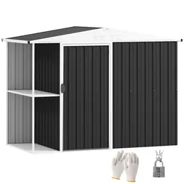 Product image of Dark Gray 8 x 4 ft. Metal Outdoor Storage Shed with Vents and Lock