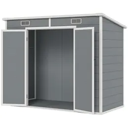 Product image of Plastic Outdoor Storage Shed with Floor, Window, Lockable Doors, and Vents