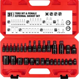 Product image of Torx Bit Socket & E-Torx Socket Set, 14pc T8-T70, 12pc E4-E24, with 4 Impact Adapters