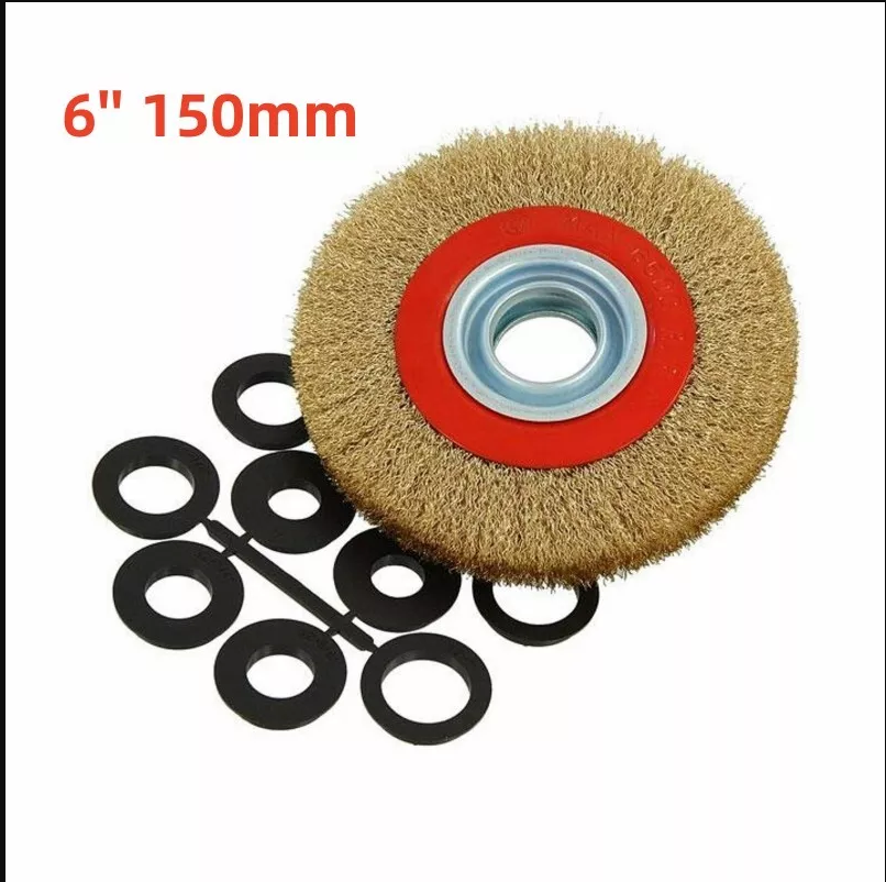 Main product image of 6in Fine Wire Wheel Brush for Bench Grinder with Reducers