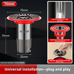 Product image of Gray 304 Stainless Steel ABS Floor Drain with Red Silicone Seal