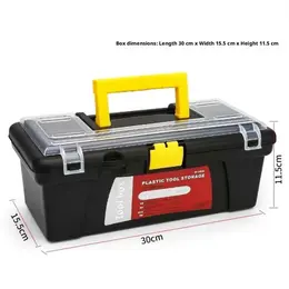 Product image of Yellow and Black Single-Layer Toolbox, 30.5 x 15.5 x 11.5 cm