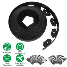 Product image of No-Dig Plastic Garden Edging Kit, 2in Tall, with Stakes, 32.8ft, 60ft, 100ft Lengths