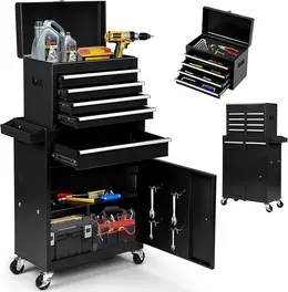 Product image of 5-Drawer Rolling Tool Chest with Detachable Top, Black