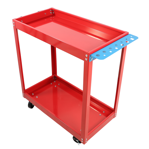 Main product image of Two-Layer Steel Tool Cart, 400 LBS Capacity, Lockable Wheels, Red
