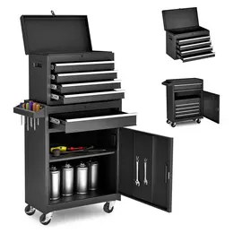Product image of Excelo 5-Drawer Rolling Tool Cabinet with Detachable Top Box