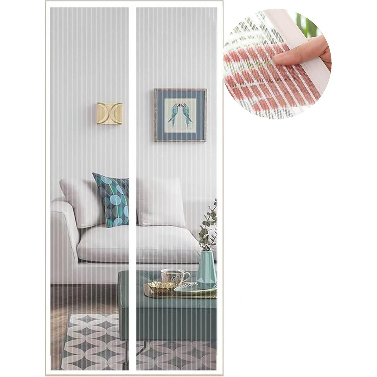 Main product image of 90x210 Cm White Magnetic Curtain with Adhesive Tape