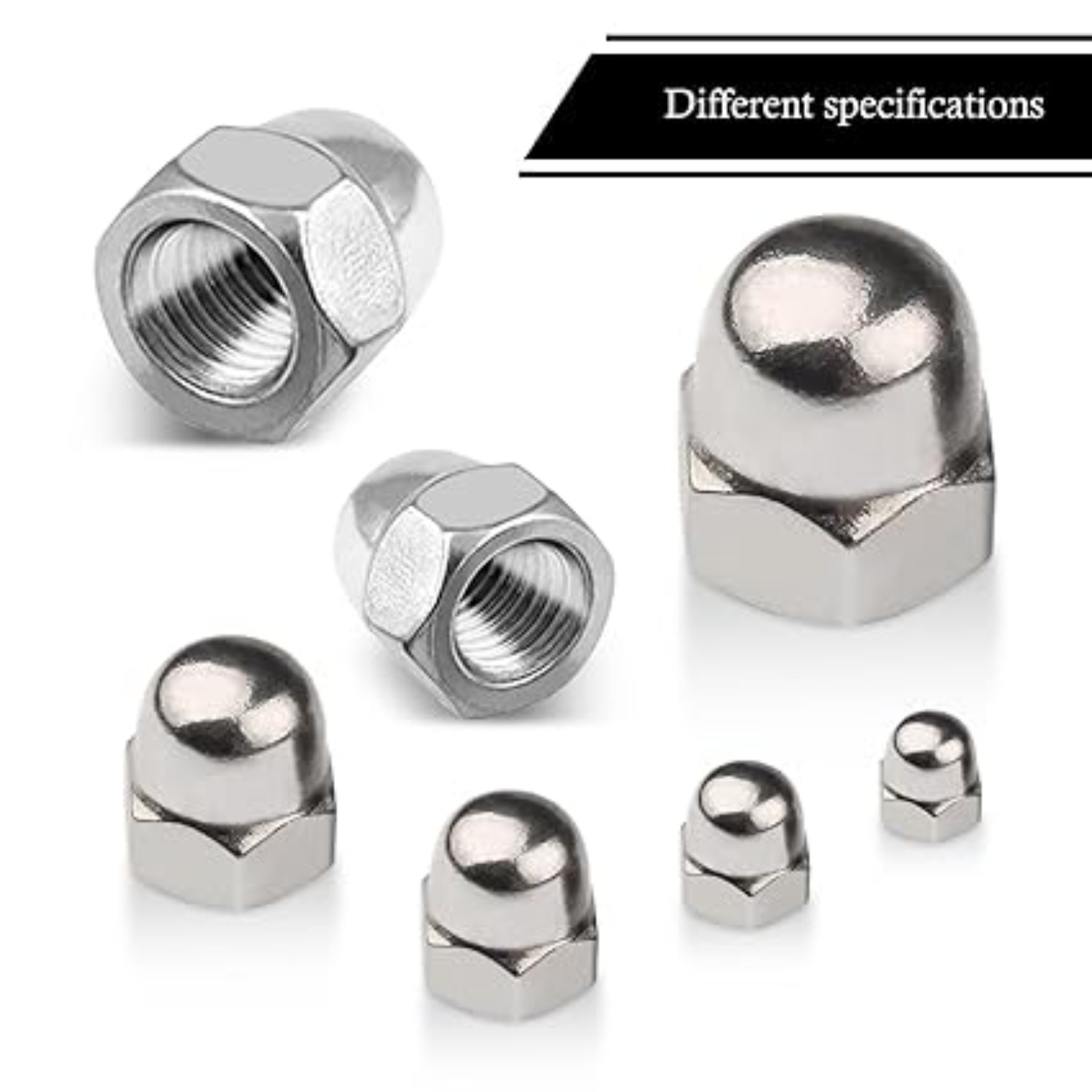 Main product image of 124-Piece Stainless Steel Cap Nut Assortment, M4-M10, with Storage Box
