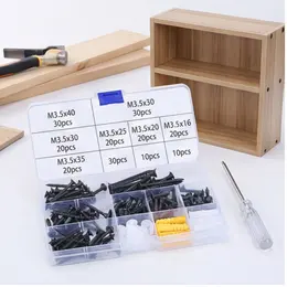 Product image of 200-Piece Self-Tapping Wood Screw Set with Storage Box and Phillips Screwdriver