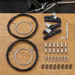 Product image of Bicycle V-Brake Cable & Pad Set, 2 Cables, 4 Pads, M5 Allen Wrench