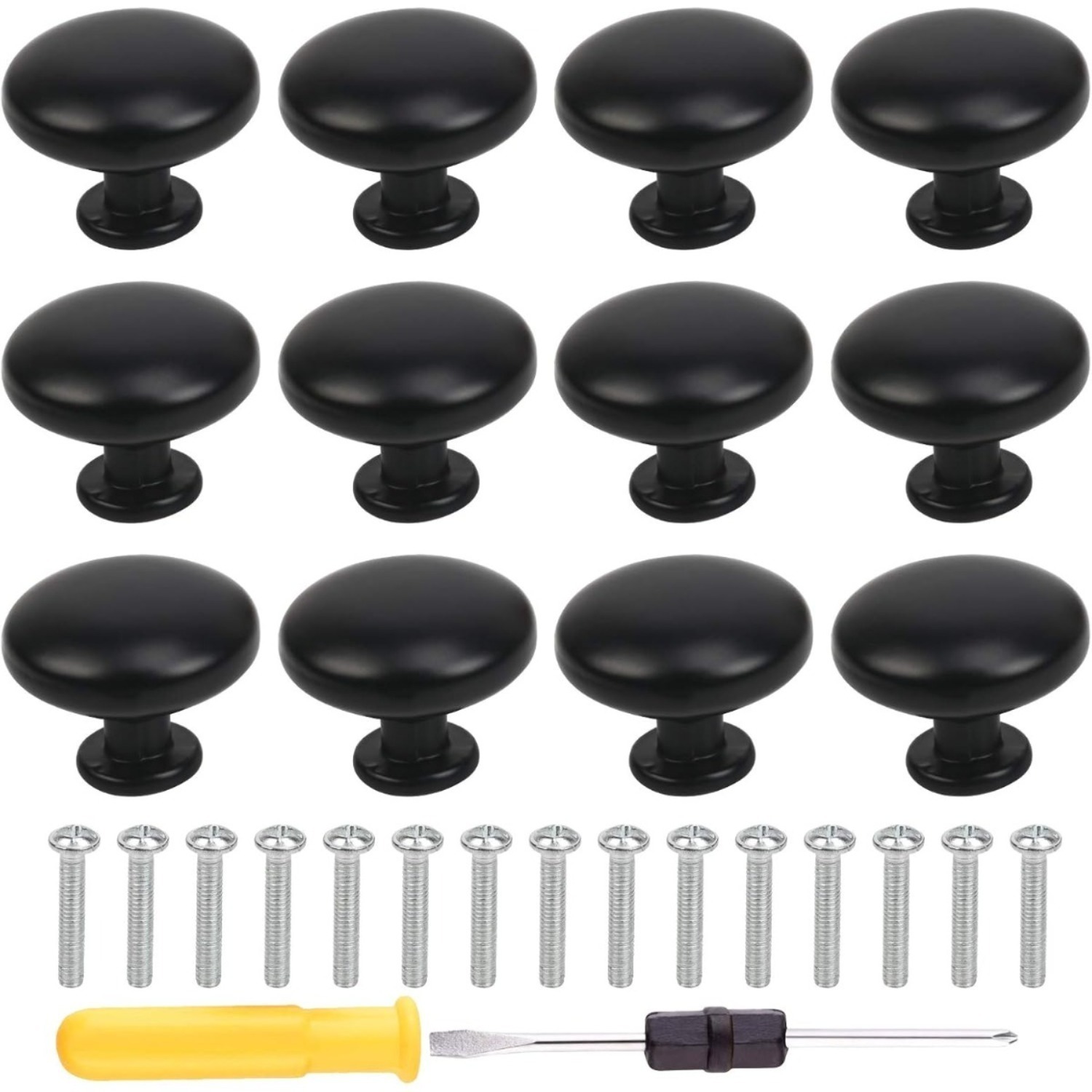 Main product image of 25-Piece Matte Black Round Cabinet and Drawer Knobs Set