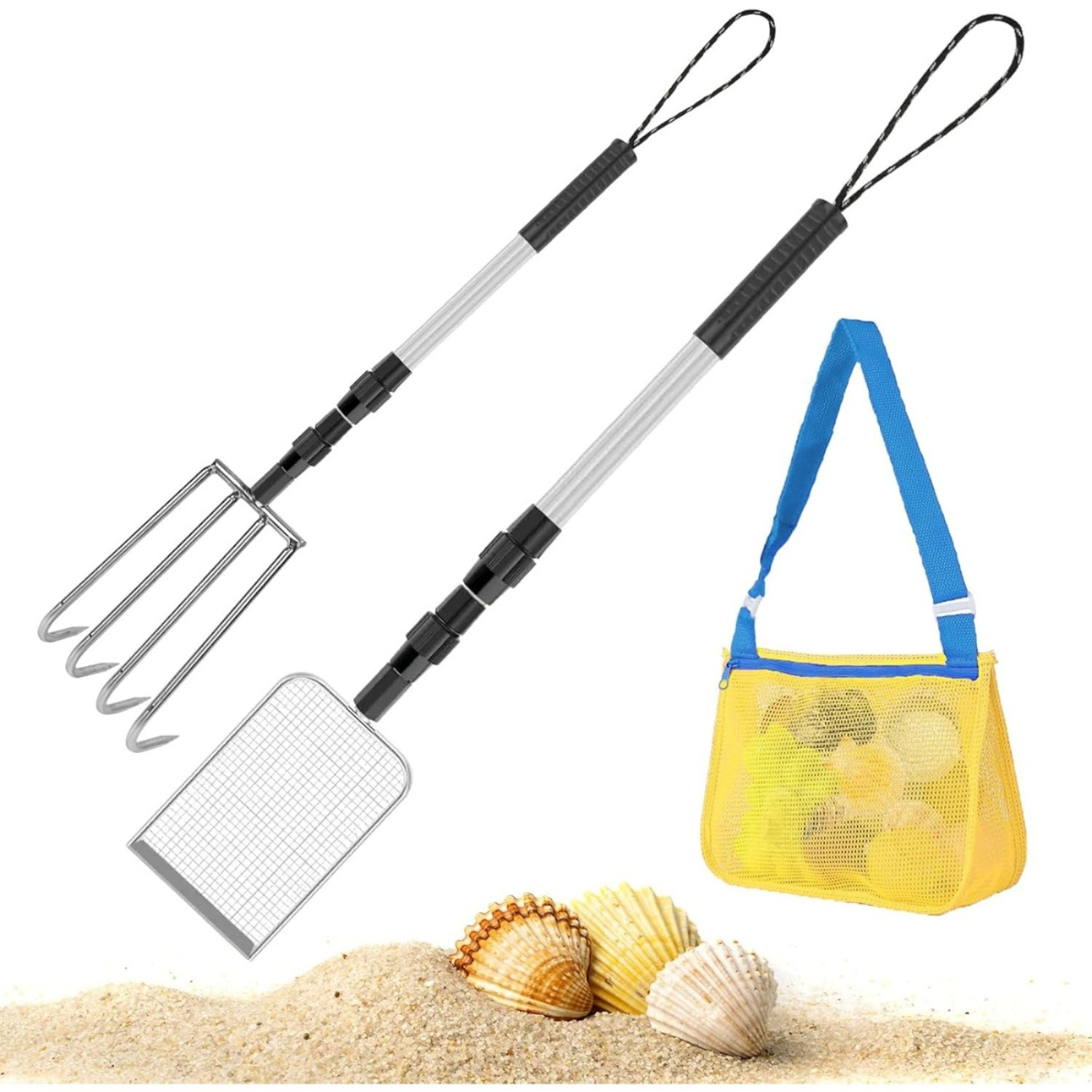 Main product image of 3-Piece Metal Beach Net Shovel Set with Sand Bag and Sieve