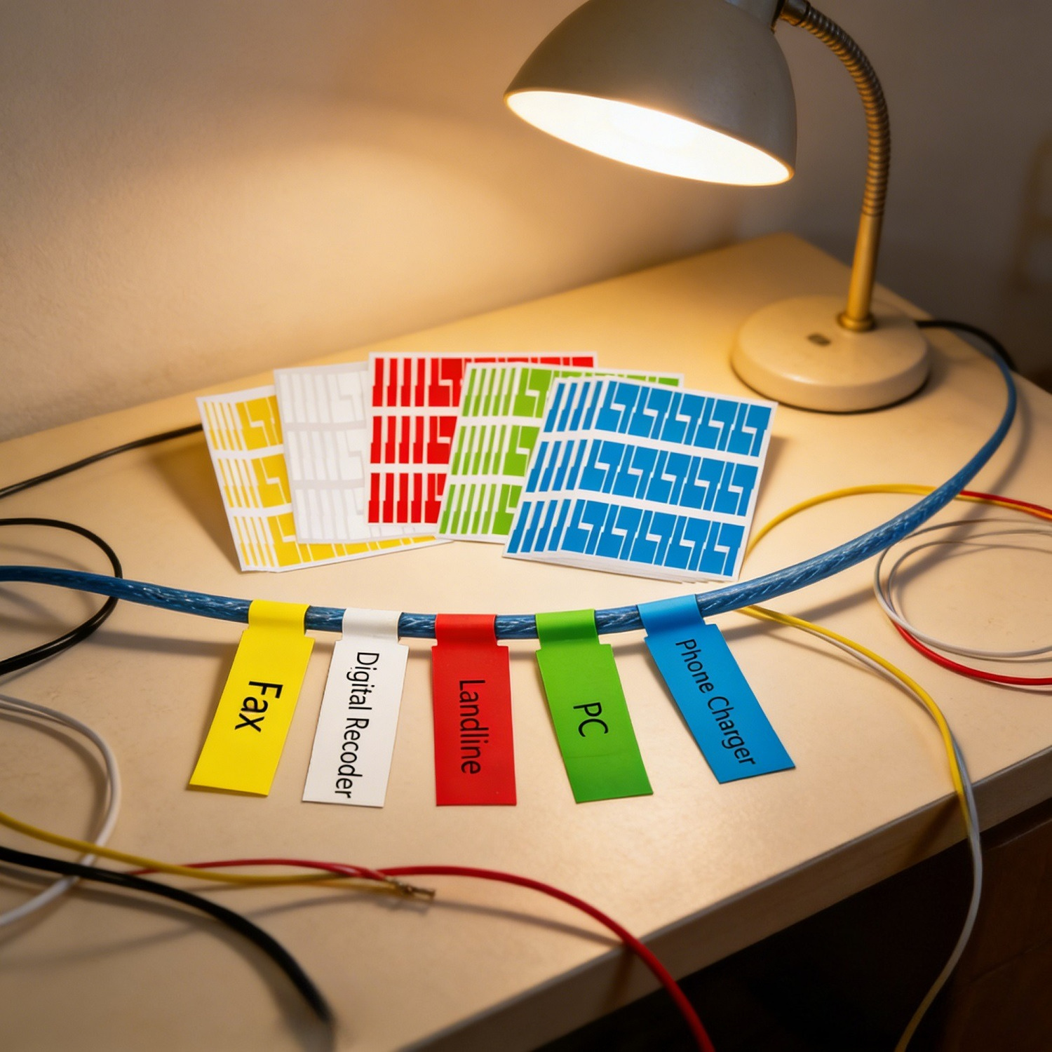 Main product image of 25-Piece Cable Tie and Rewritable Label Set for Cable Management