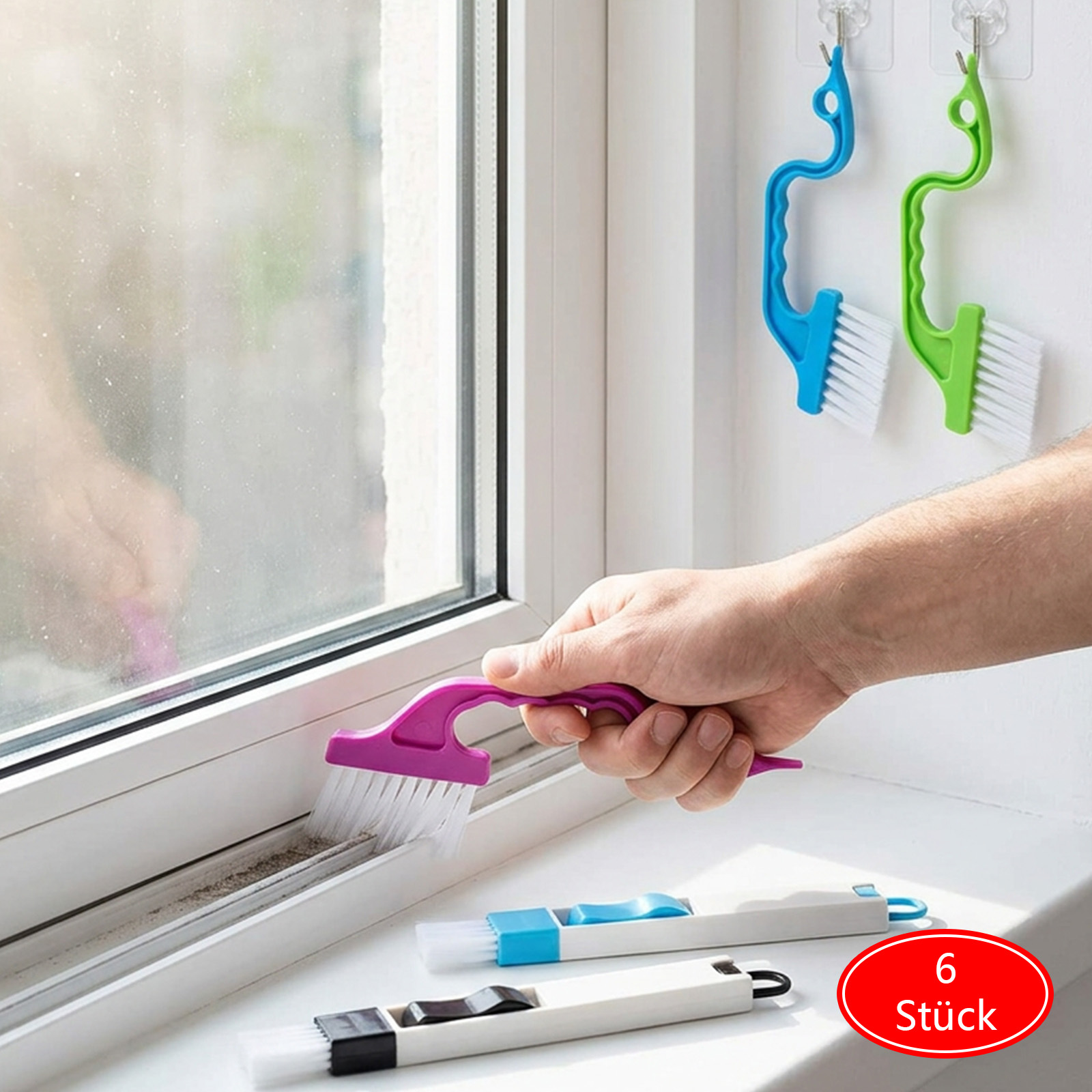 Main product image of 7-Piece Grout Brush Set with Radiator Brush and Adhesive Hooks