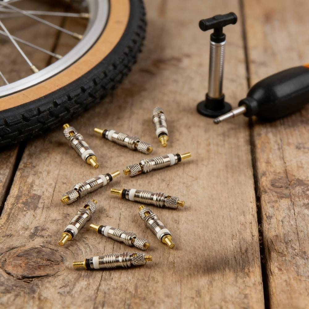 Main product image of Bicycle Schrader Valve Inserts, 10-Pack with Black Caps