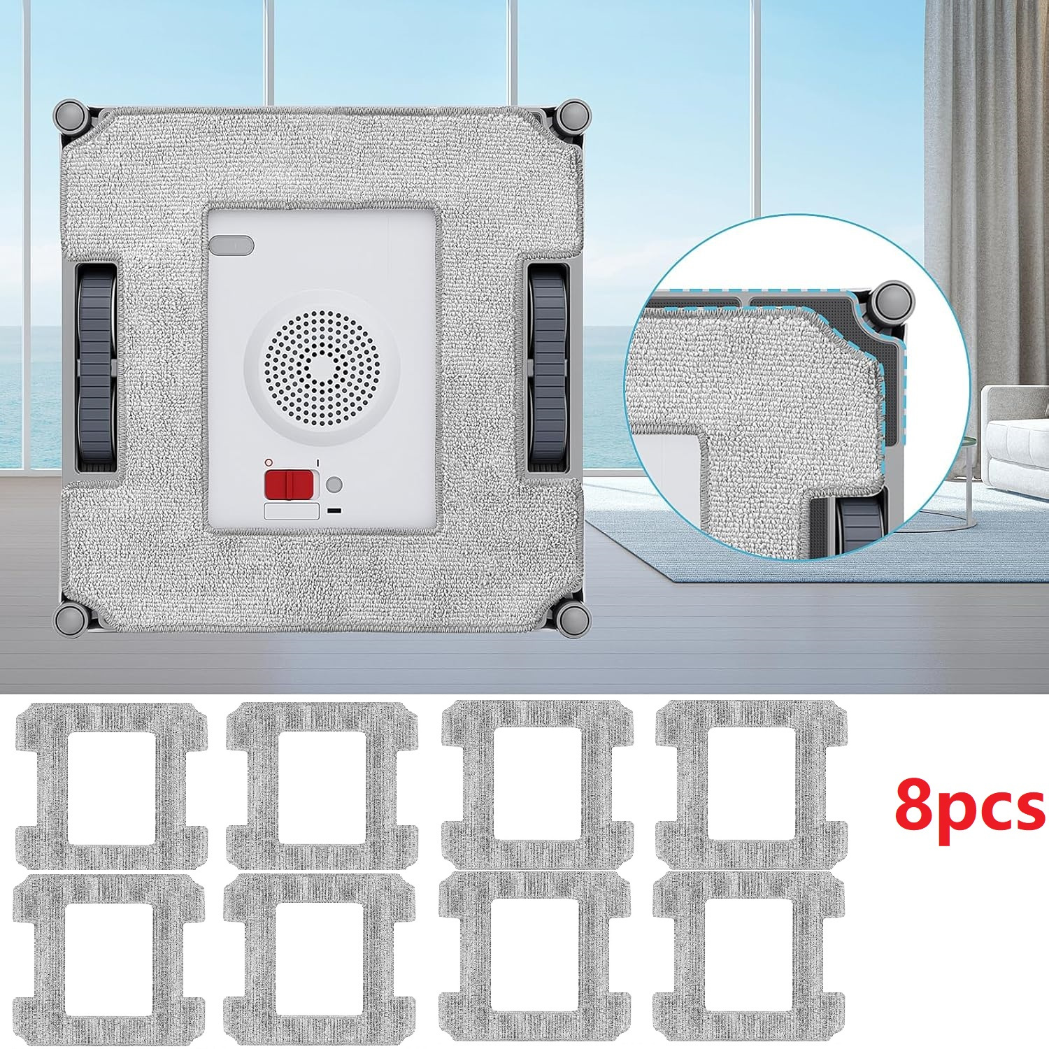 Main product image of 8 Replacement Microfiber Cleaning Cloths for Ecovacs Winbot W1/W2