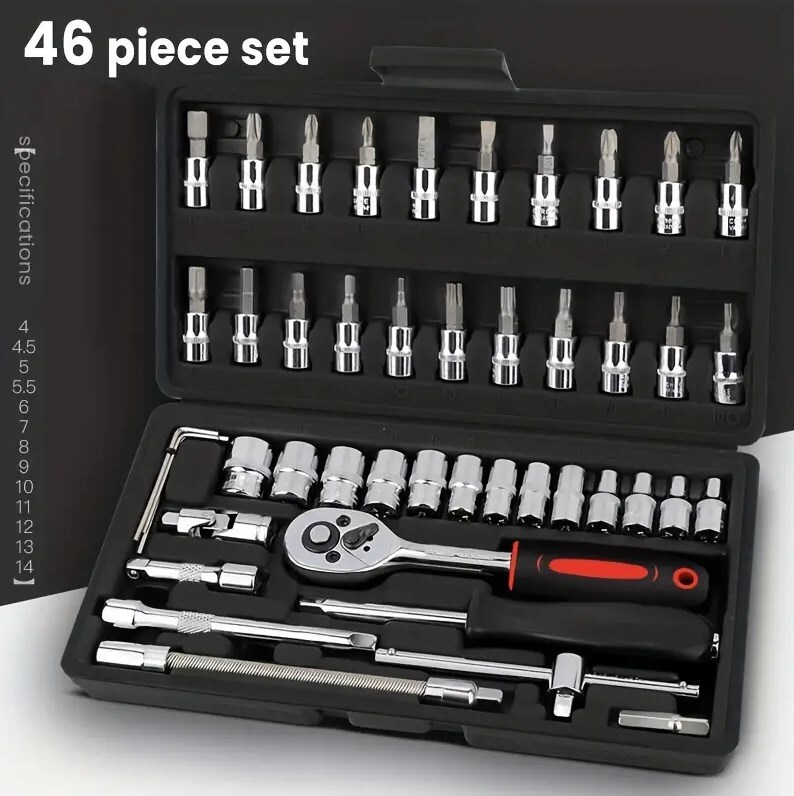 Main product image of 46-Piece 1/4 in. Drive Metric Socket, Ratchet, Torx, Hex Bit Set
