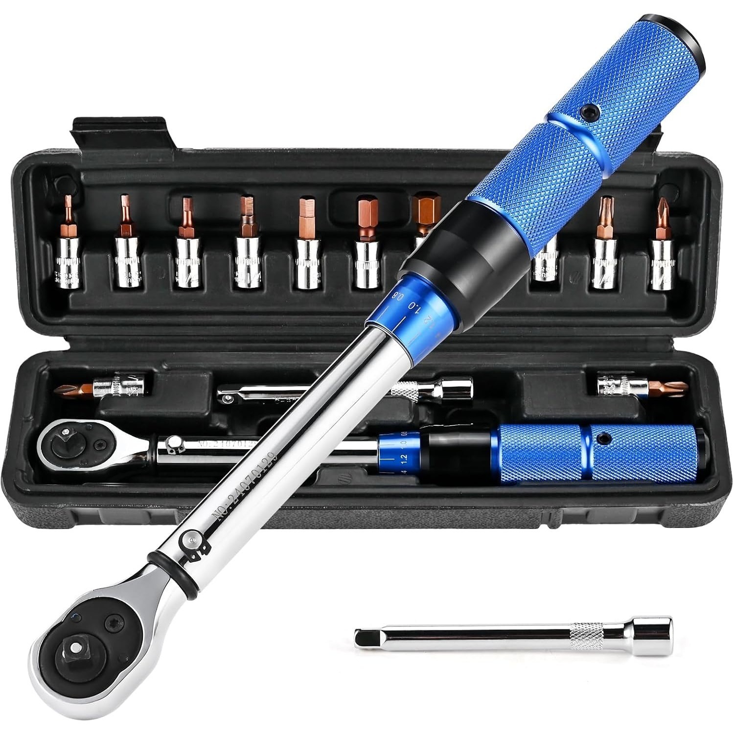 Main product image of 1/4-inch Torque Wrench Set, 2-24 Nm, 15-Piece, ±3% Accuracy, 100mm Extension, Hex Sockets, Drill Bit